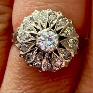 Diamond art deco platinum vintage ring size 7
